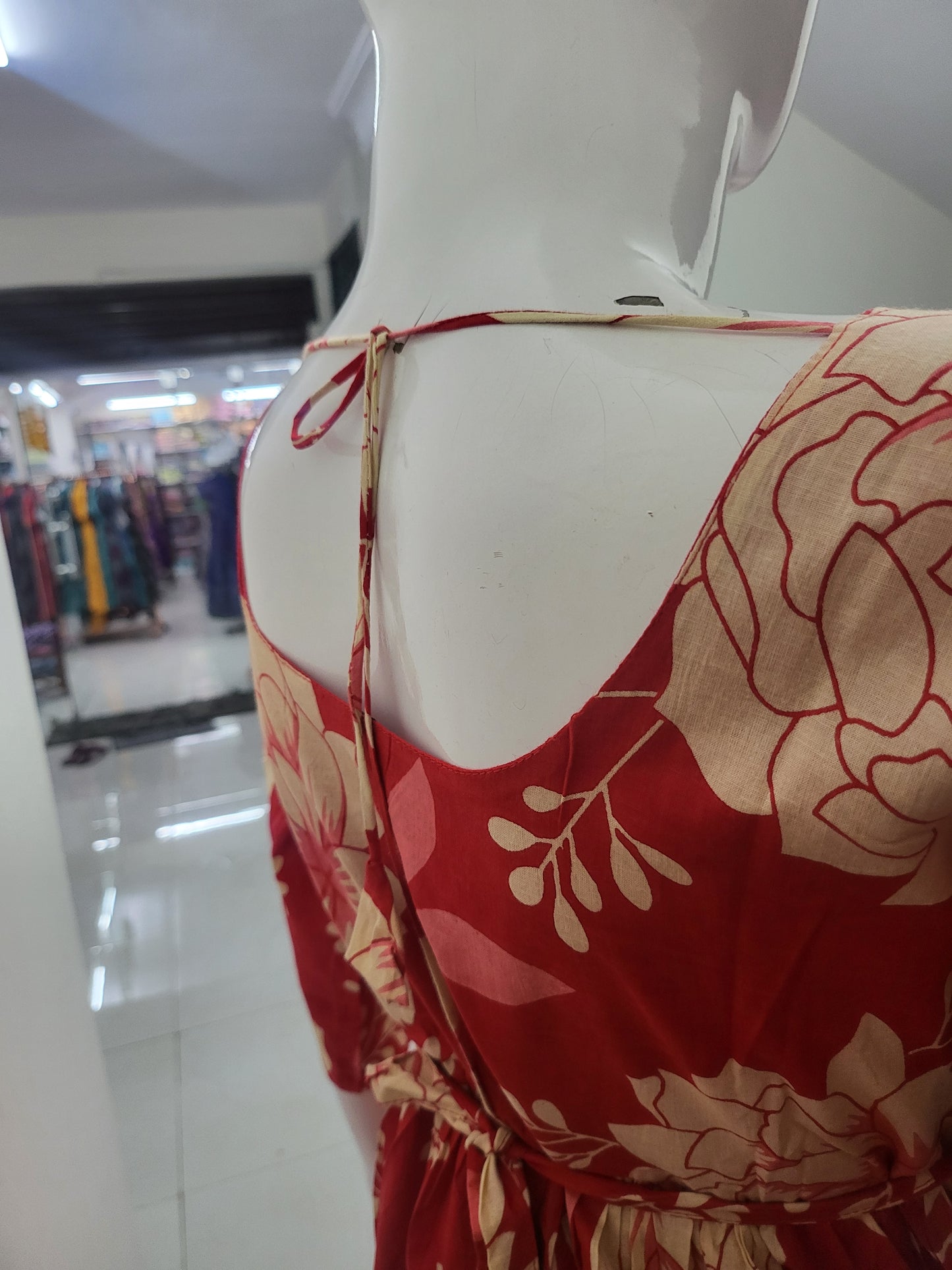 Feeding frock red floral