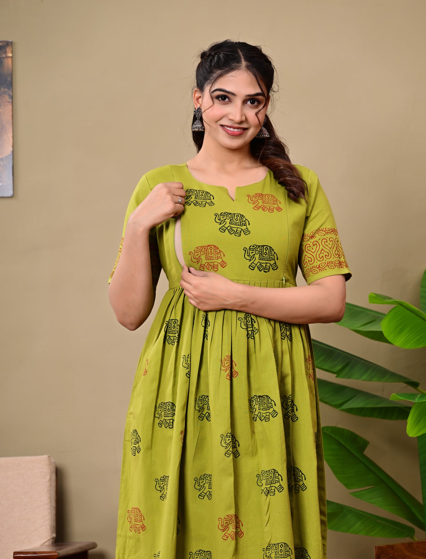 Handblock print green