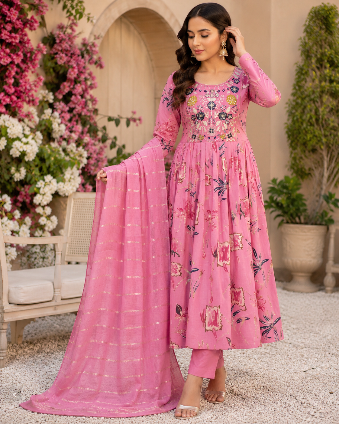 3pc sets feeding with embroidery pink