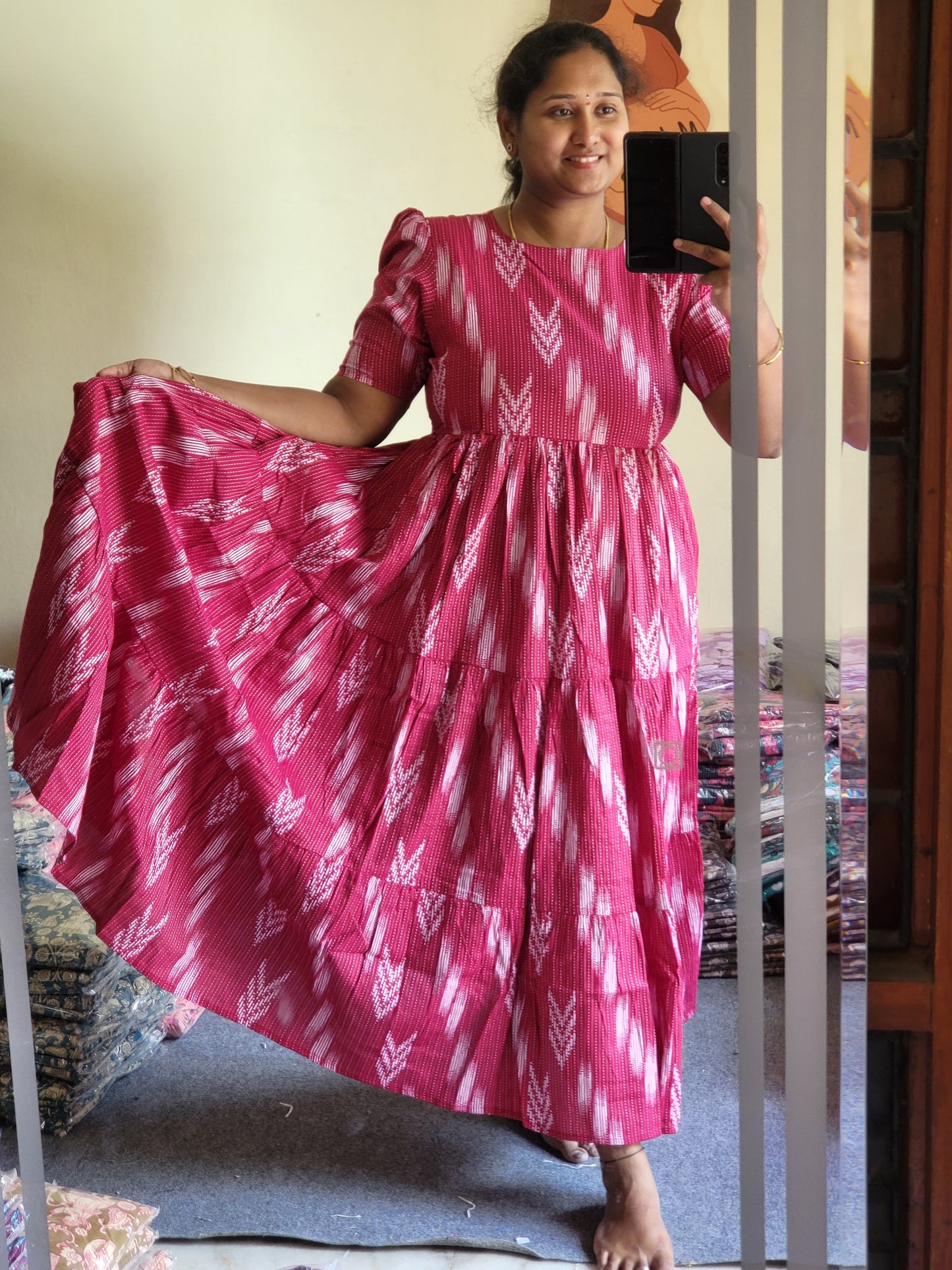 Kathawork feeding kurtis pink ikt