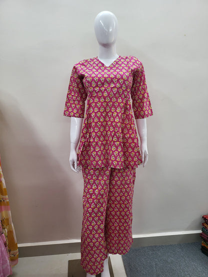 Feeding co-ord sets pink ylw