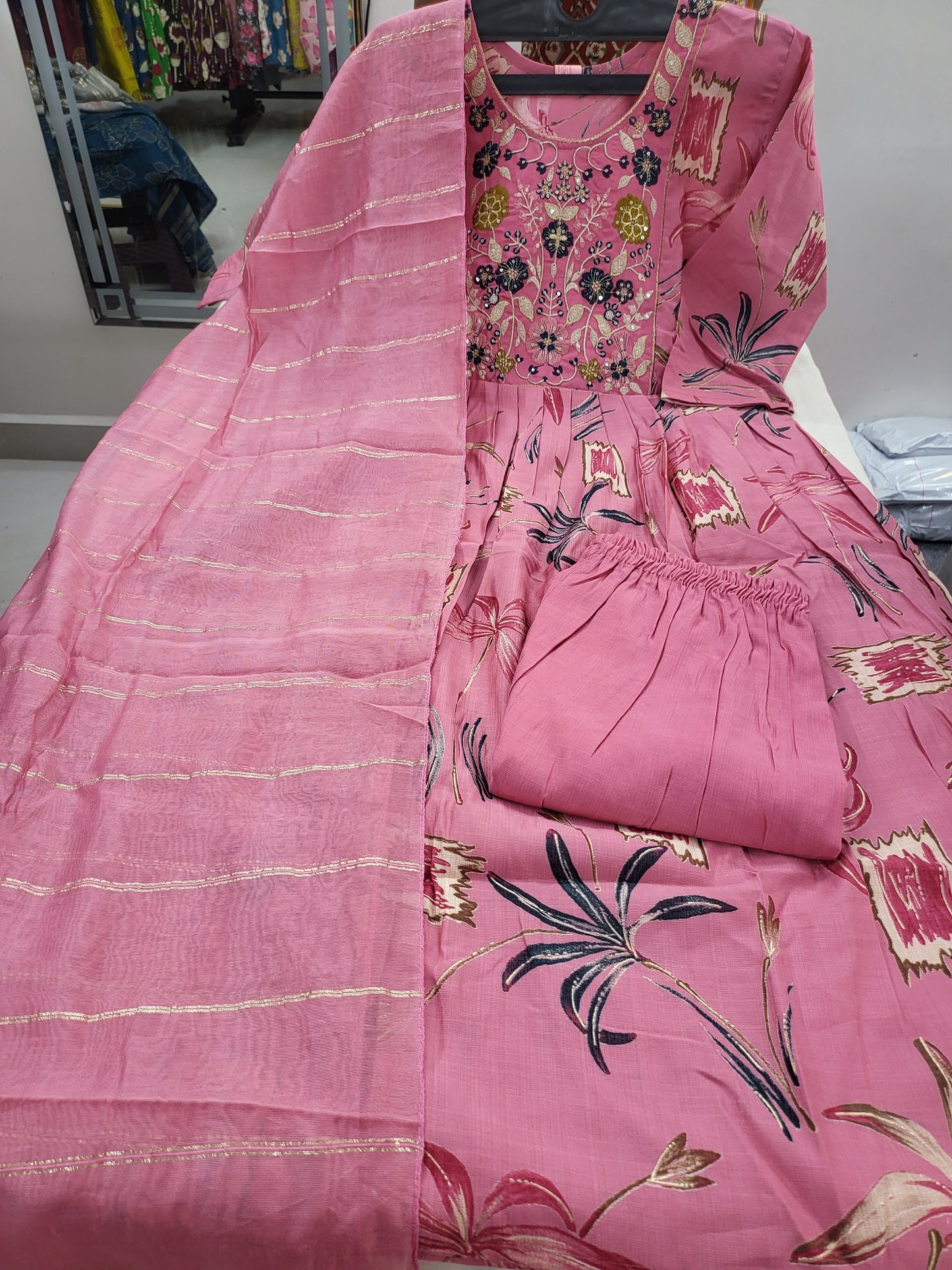 3pc sets feeding with embroidery pink