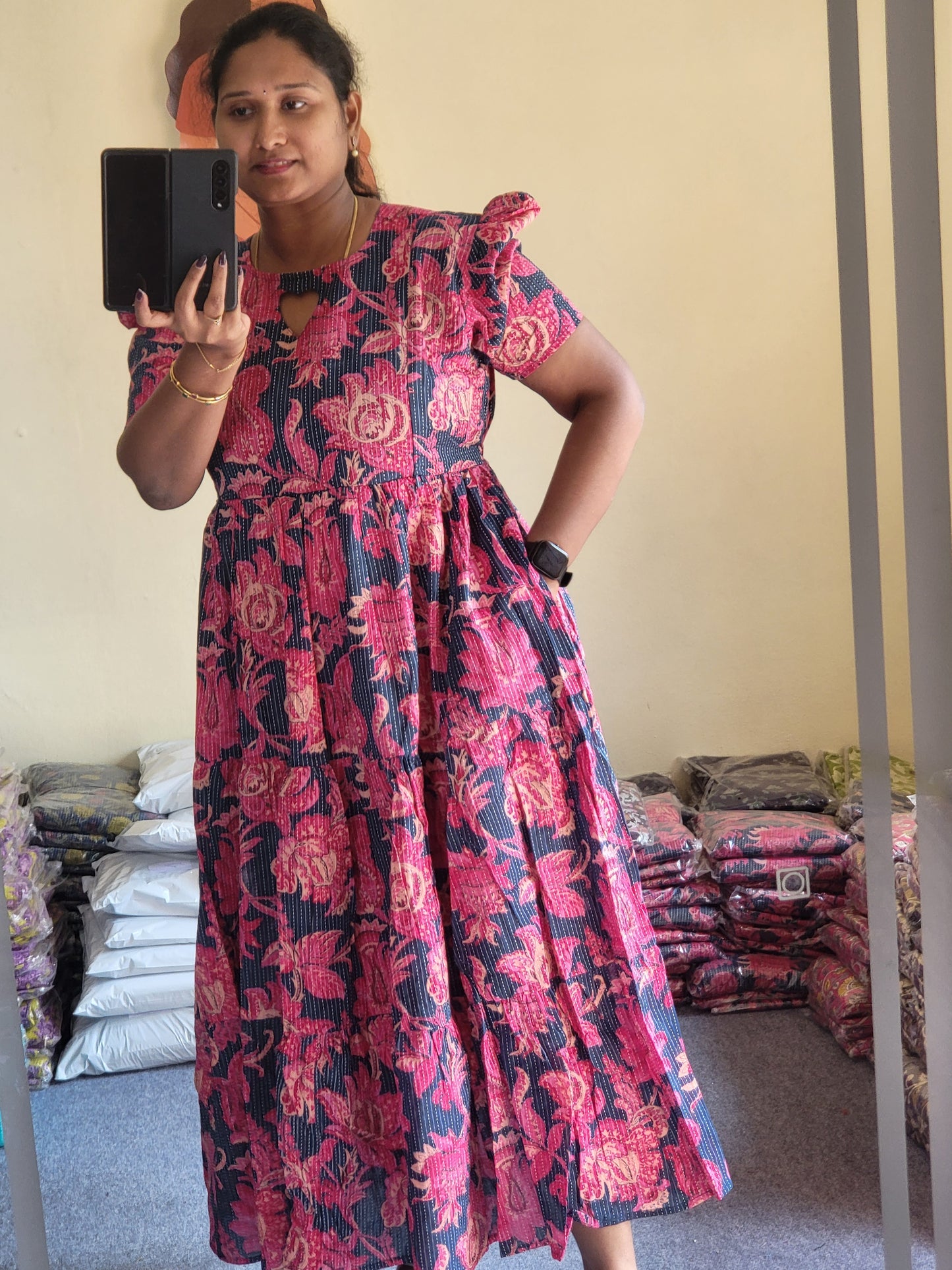 Kathawork feeding kurtis pink/ blu