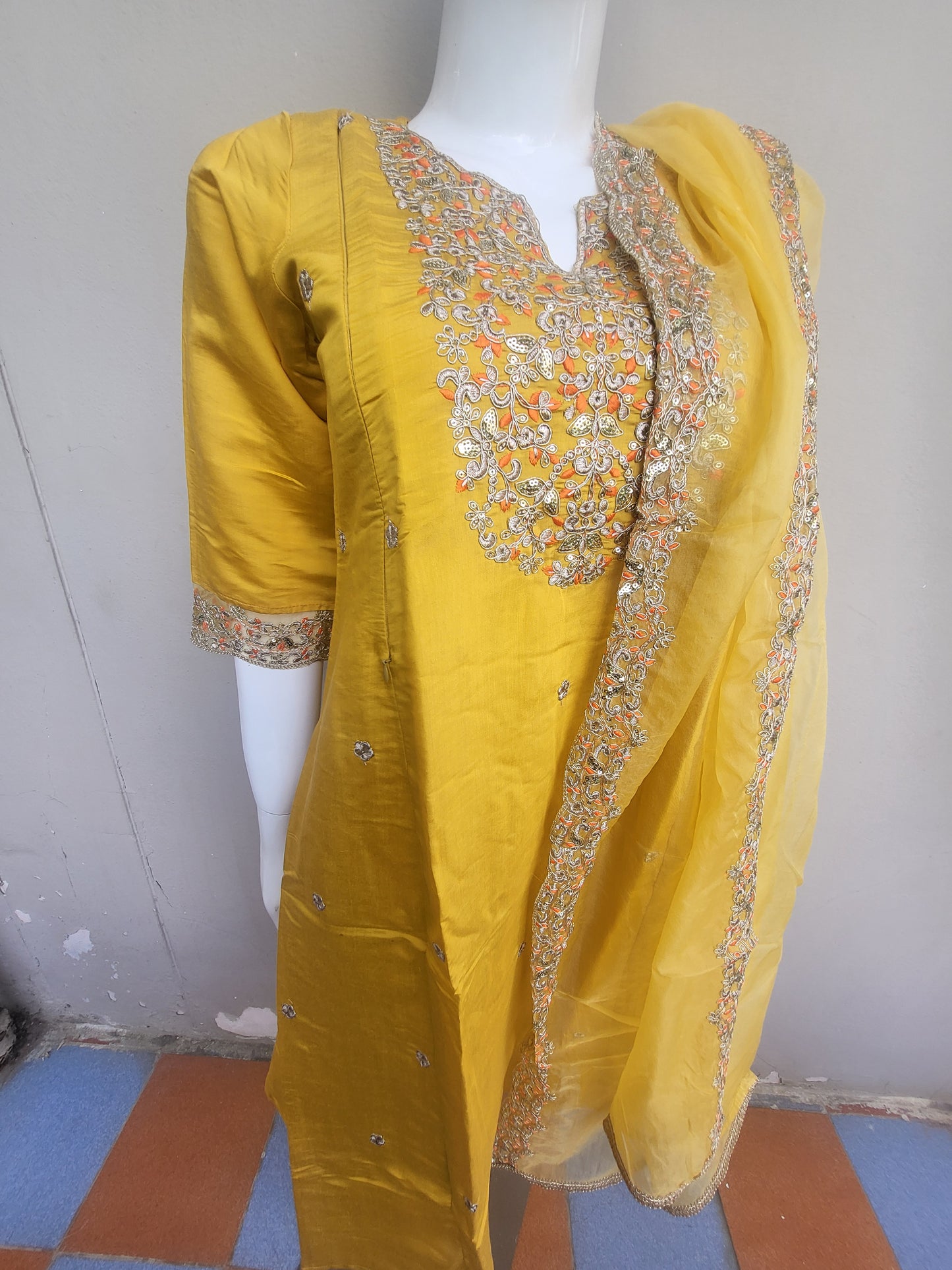 Festive party wear feeding 3pc sets yellow
