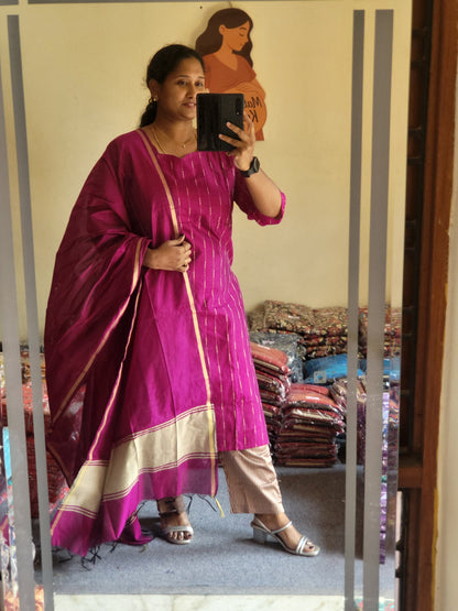 Rawsilk 3pc sets in feeding rani pink