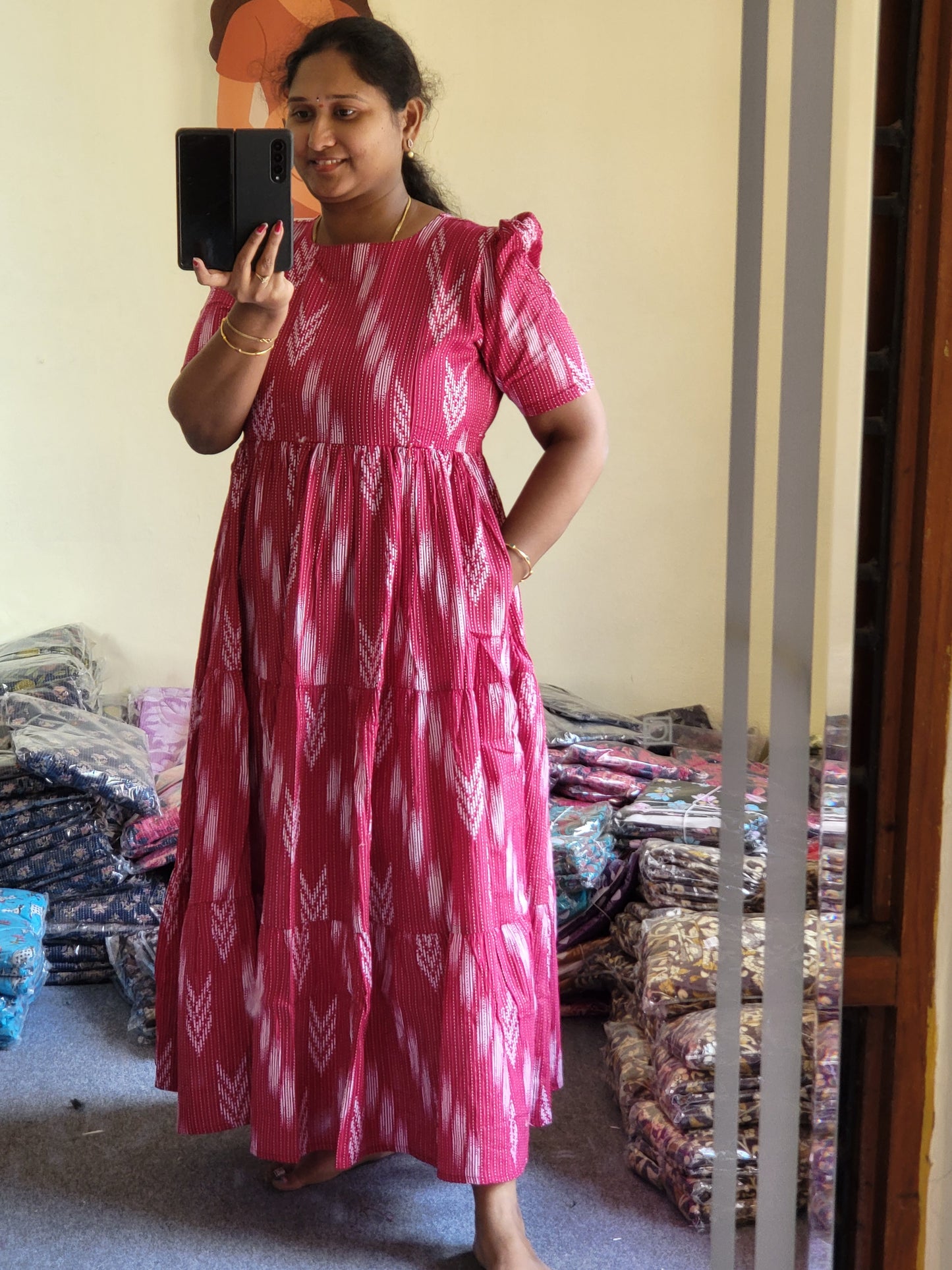 Kathawork feeding kurtis pink ikt