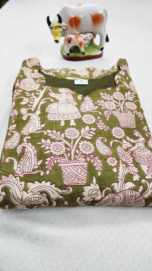 Kalamkaari print feeding kurtis mehndi