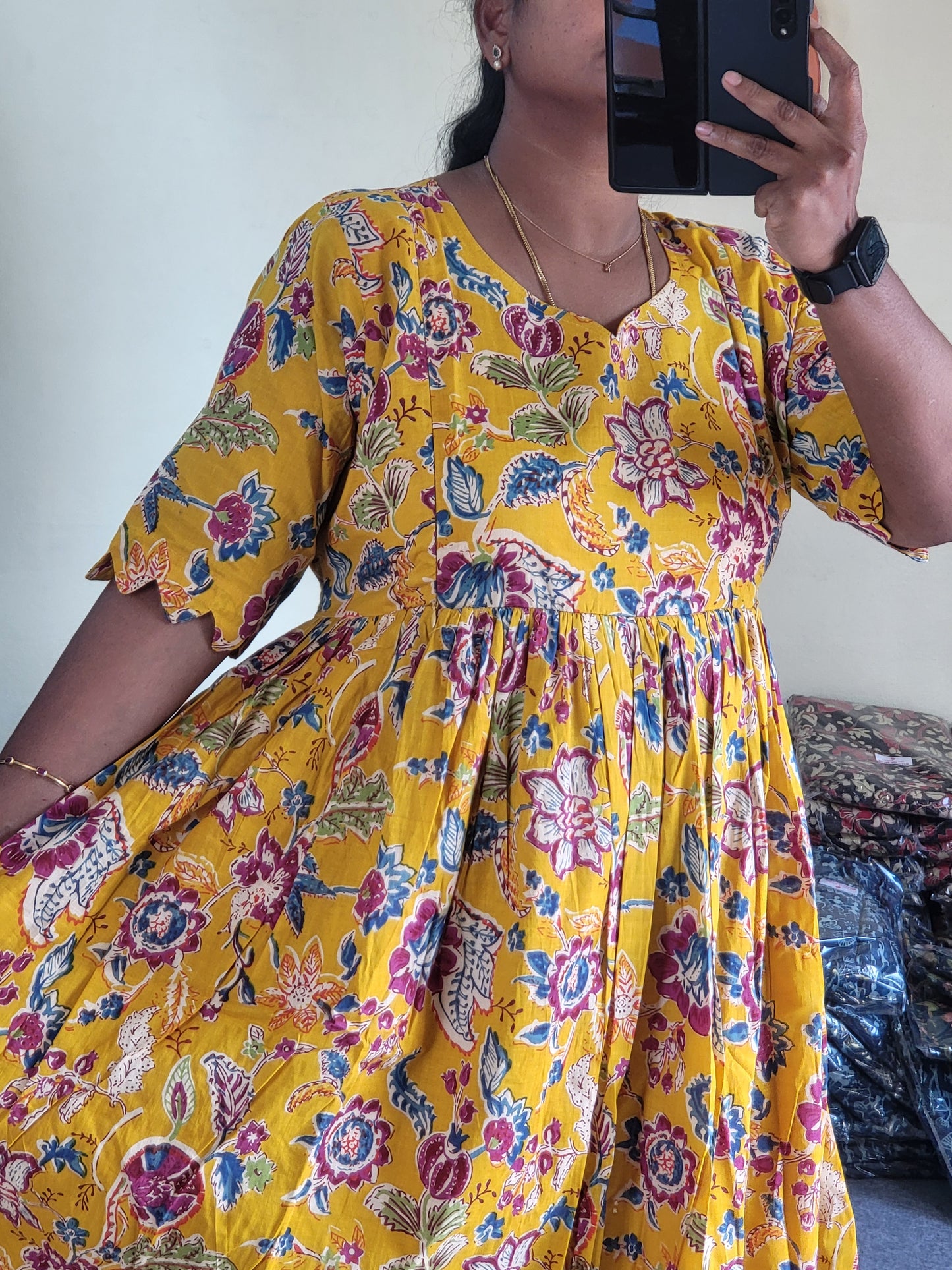 Plus size feeding kurtis yellow