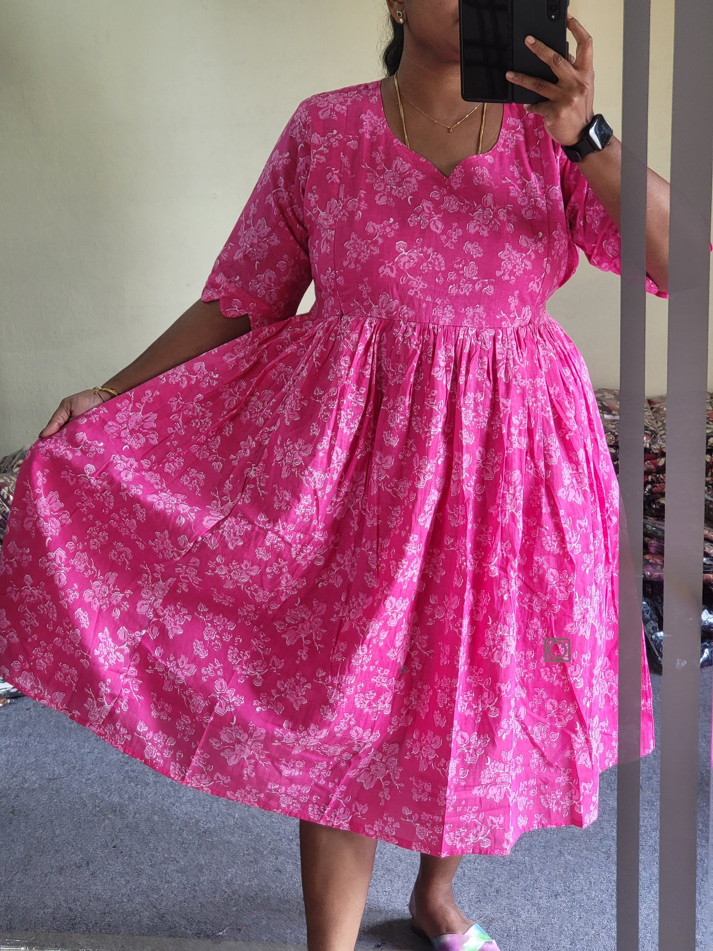 Plus size feeding kurtis pink