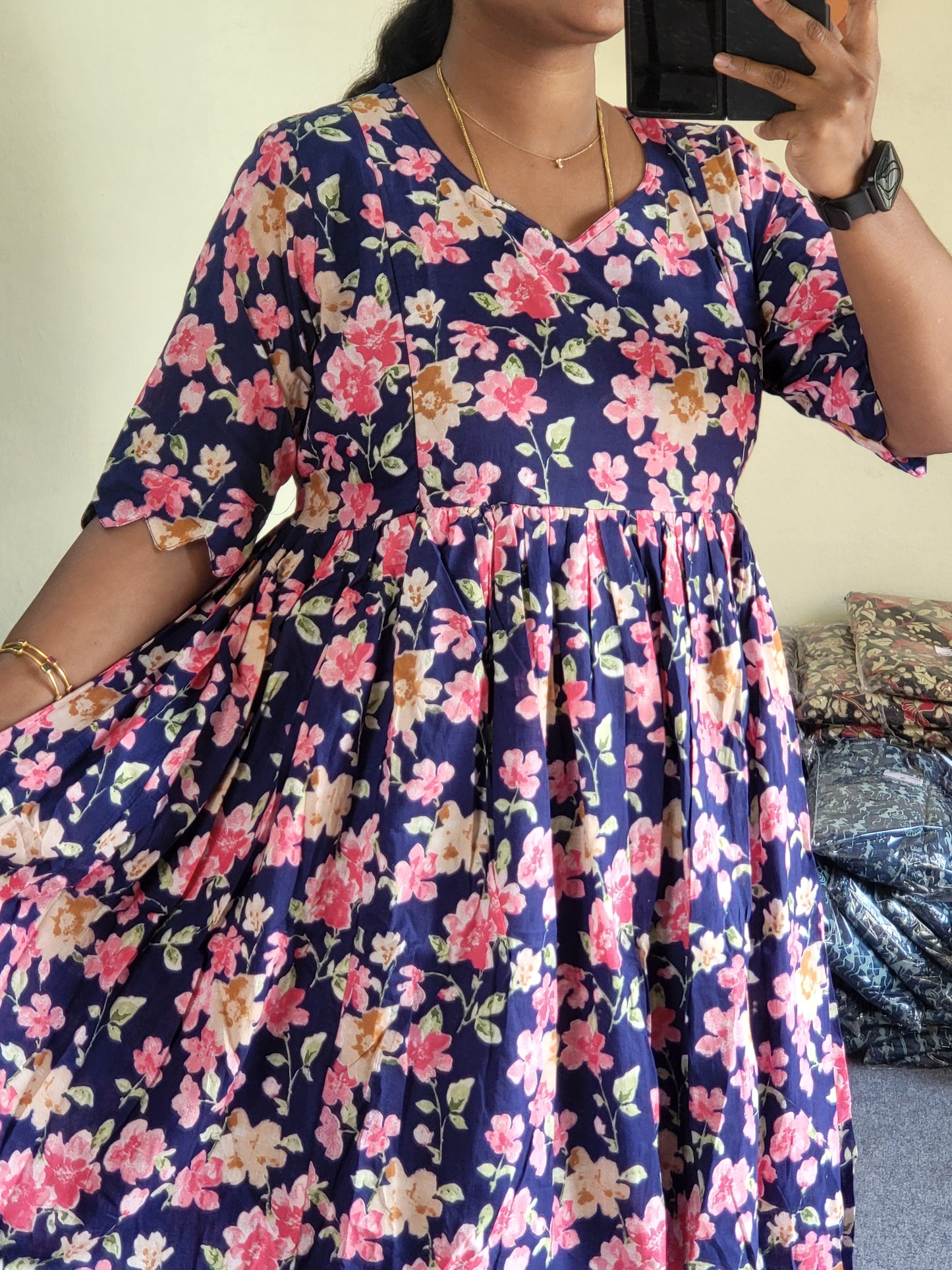 Plus size feeding dresses pink/blu