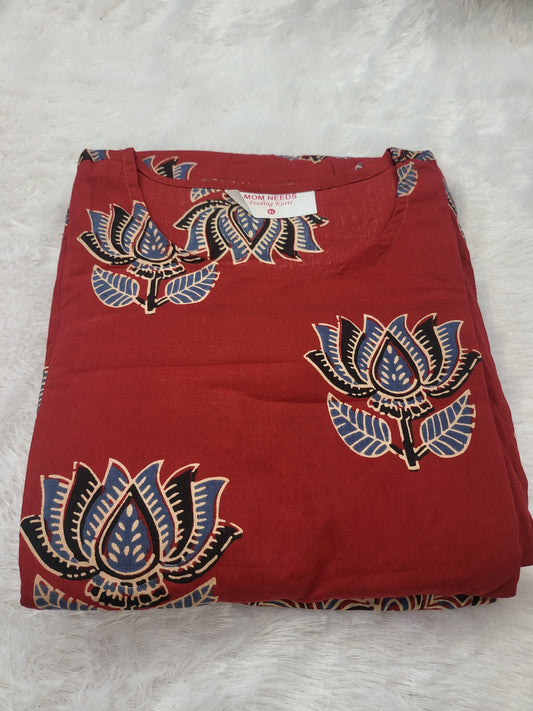 3pc set Anarkali red lotus