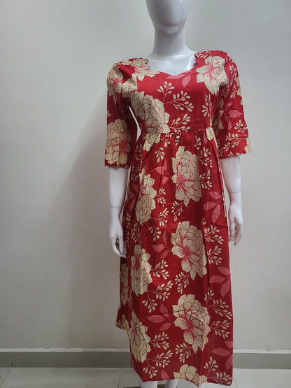 Feeding frock red floral