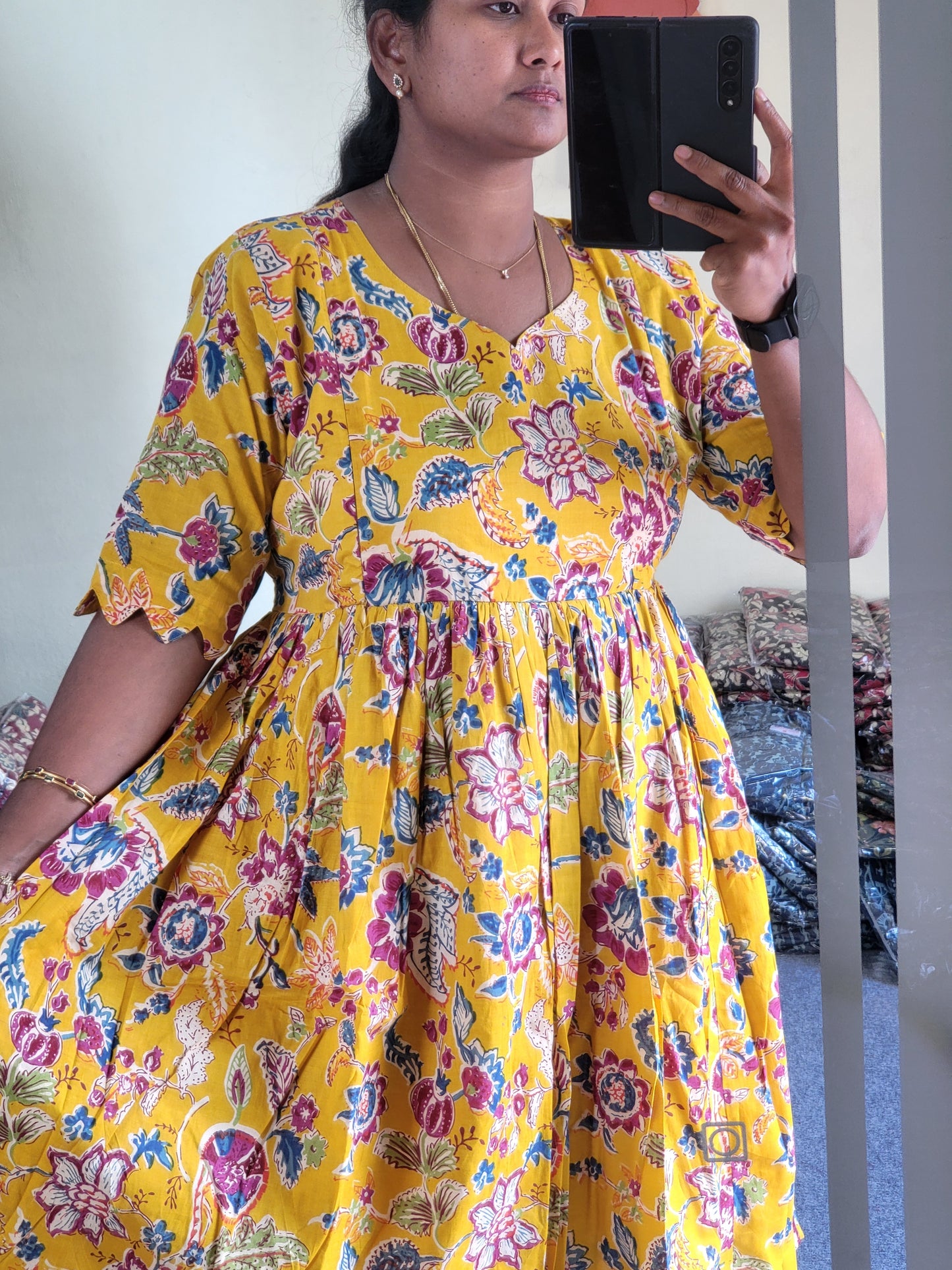 Plus size feeding kurtis yellow