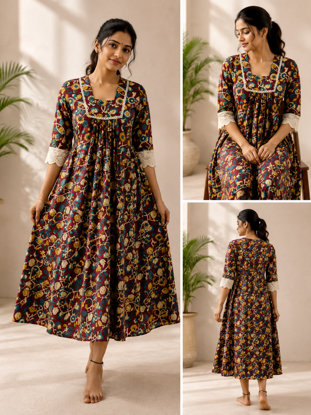 A-line lace feeding mrn Kalamkaari
