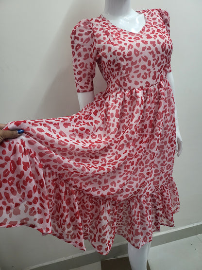 Gorgette red/wht mixed  fd