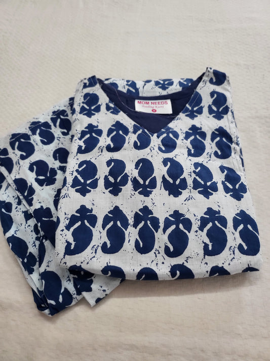 Feeding co ord sets wht/ blu