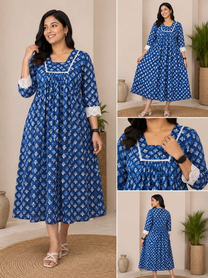 A-line lace feeding blue