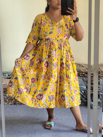 Plus size feeding kurtis yellow