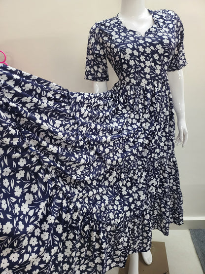 Delta crepe feeding Kurtis blu/ wht