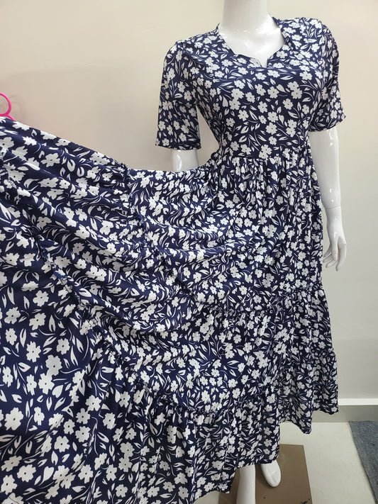 Delta crepe feeding Kurtis blu/ wht
