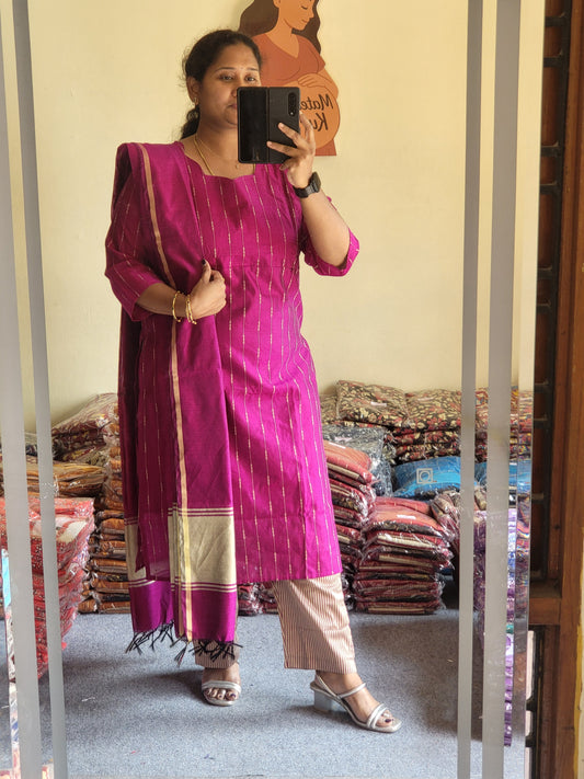 Rawsilk 3pc sets in feeding rani pink