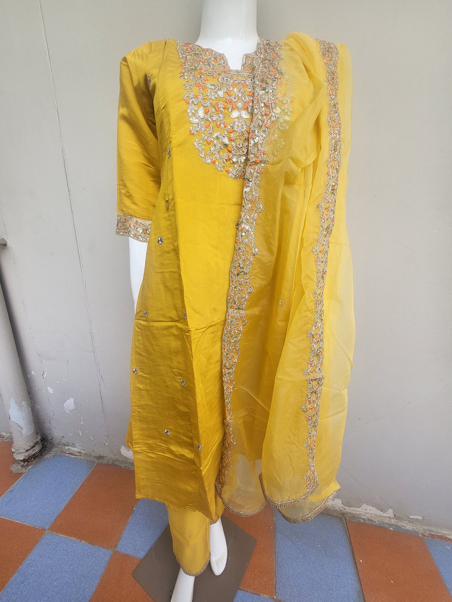 Festive party wear feeding 3pc sets yellow