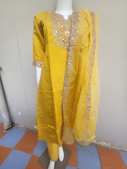 Festive party wear feeding 3pc sets yellow