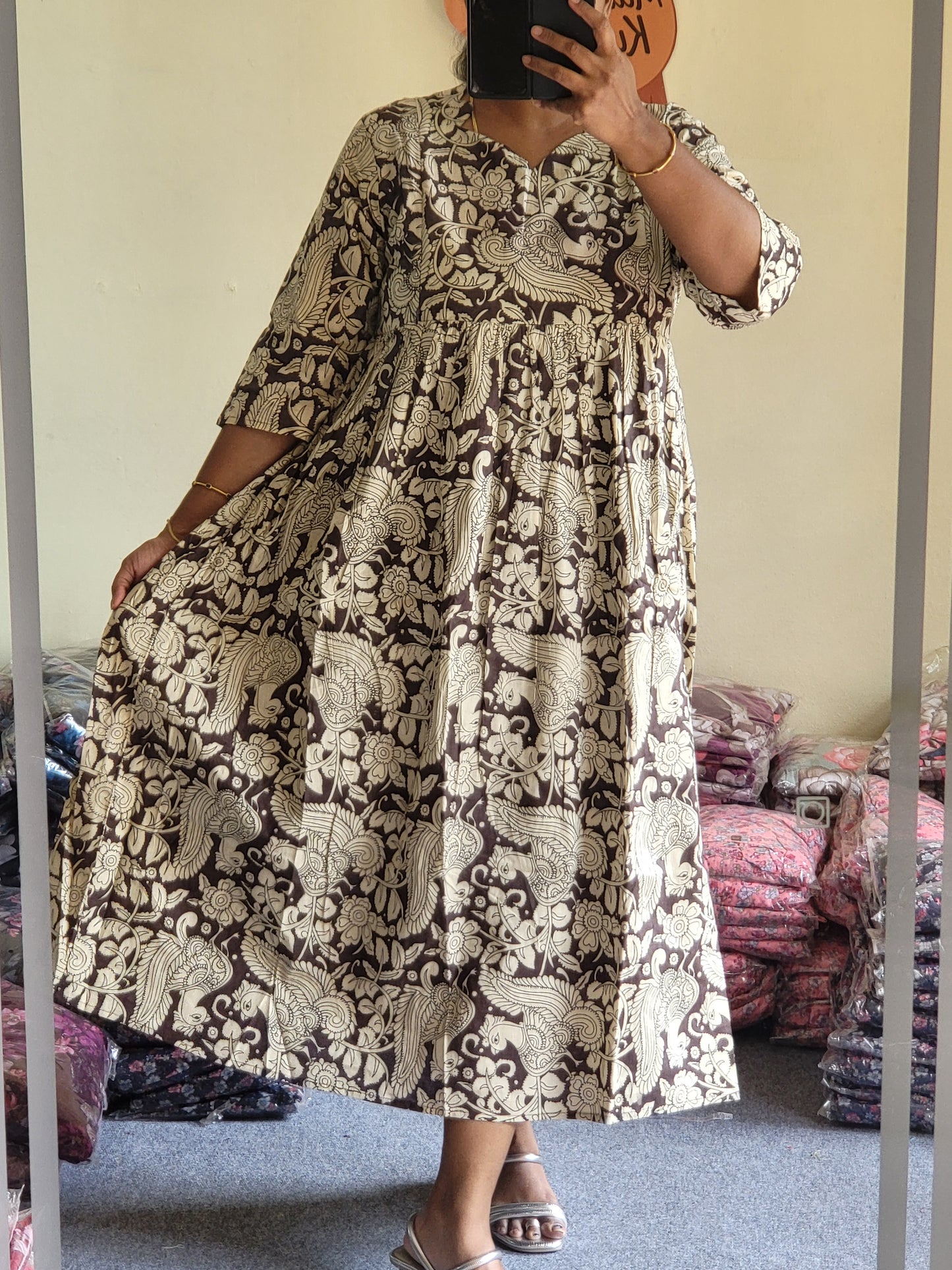 Full lining cotton Anarkali feeding blck