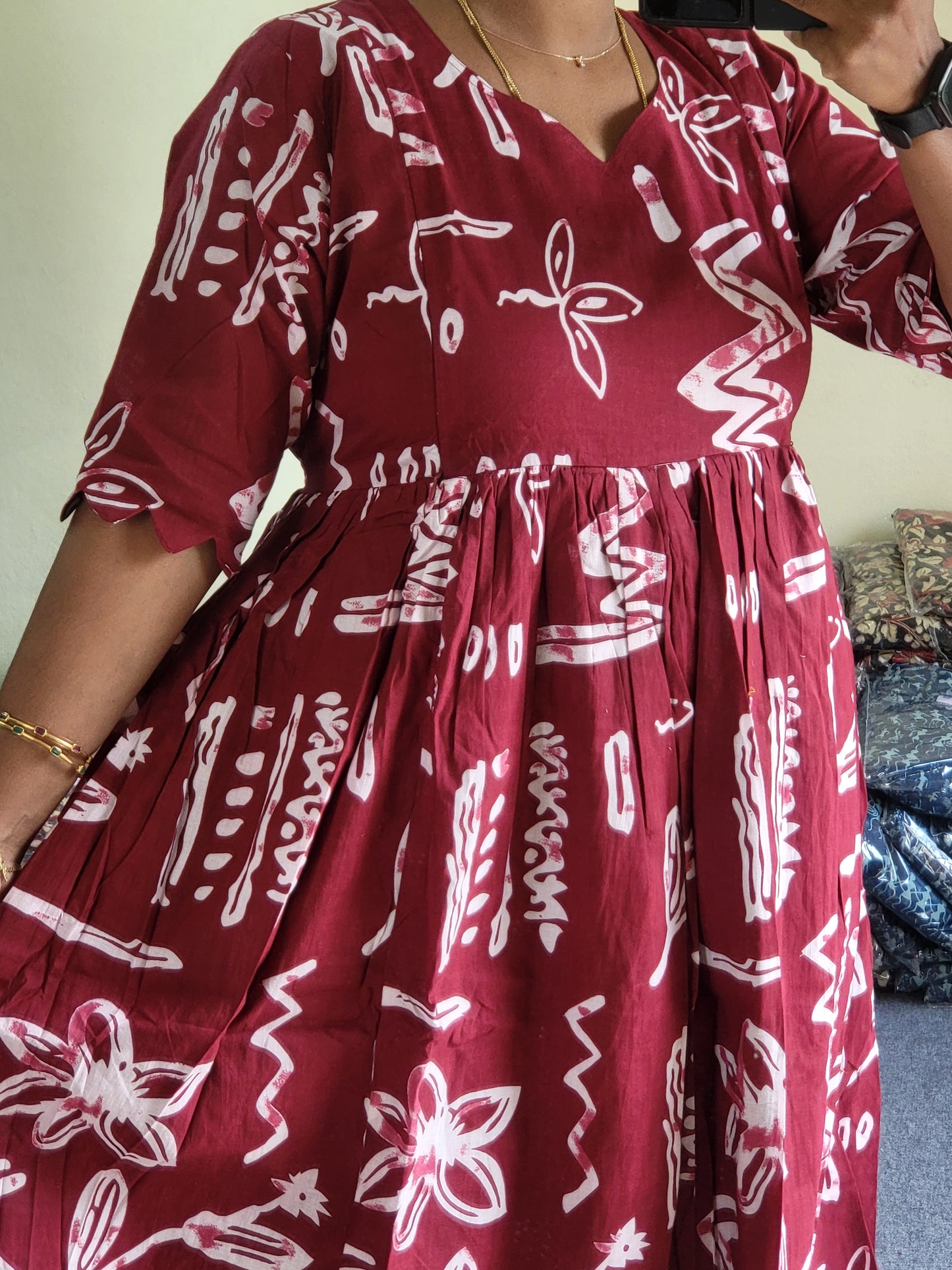 Plus size feeding kurtis meroon
