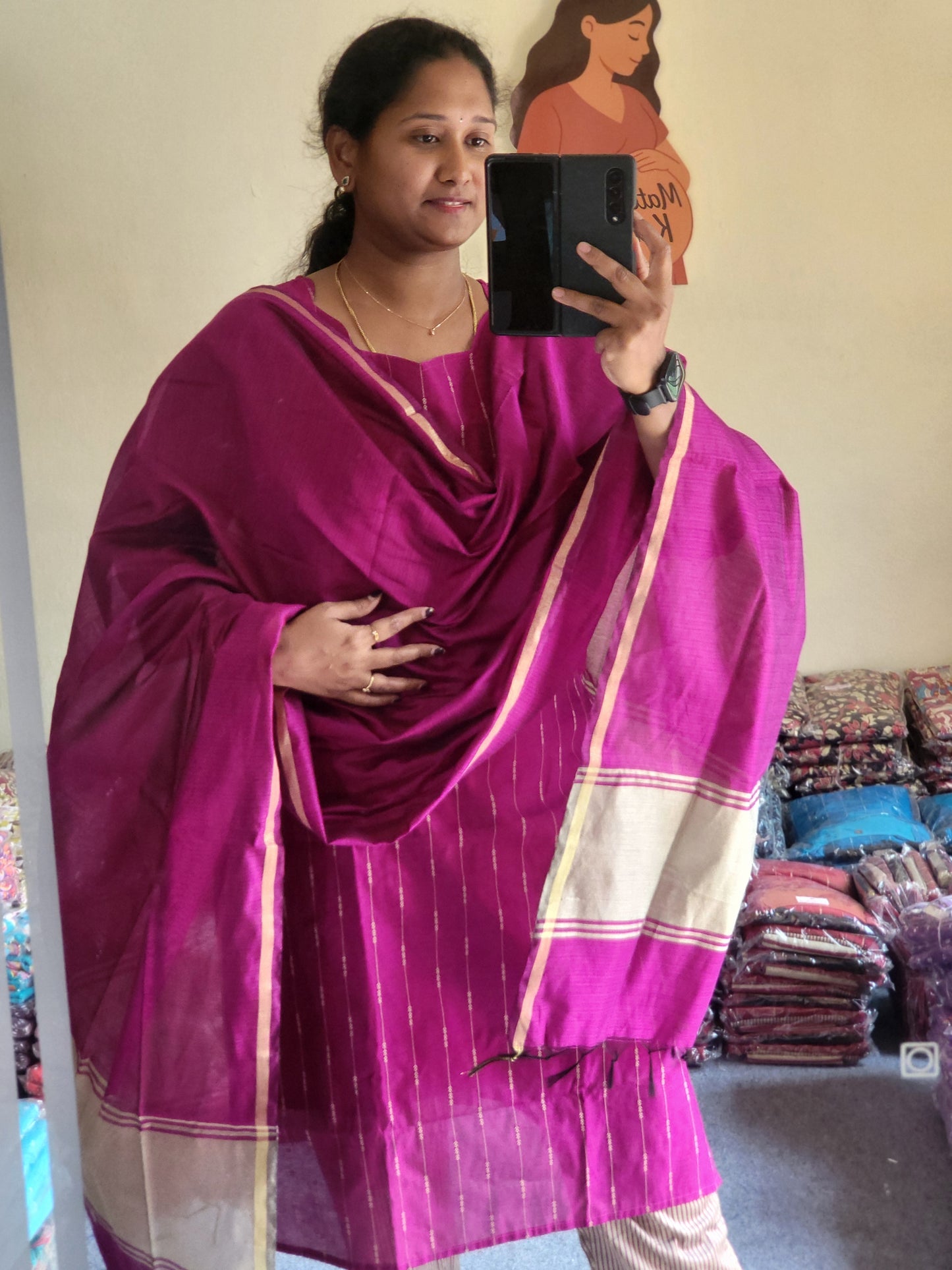 Rawsilk 3pc sets in feeding rani pink