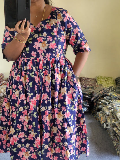 Plus size feeding dresses pink/blu
