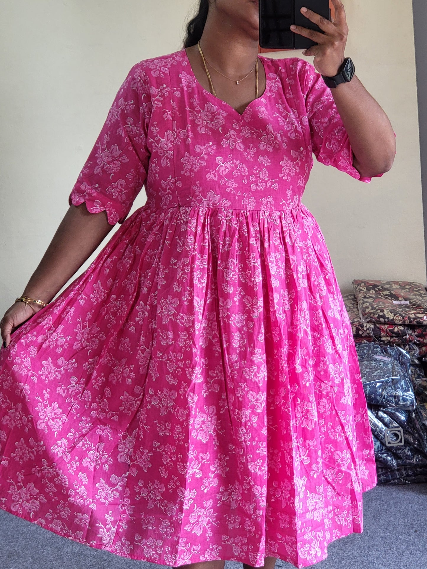 Plus size feeding kurtis pink
