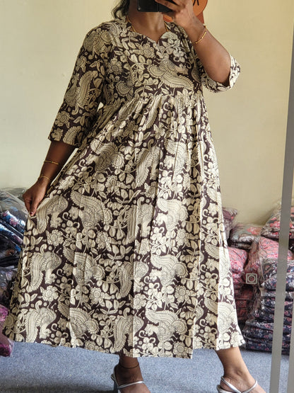 Full lining cotton Anarkali feeding blck