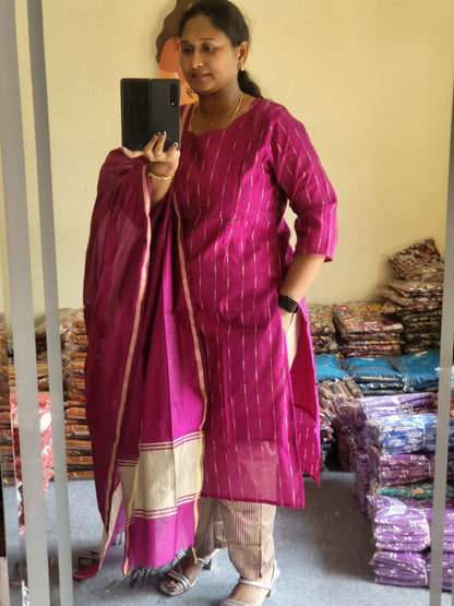 Rawsilk 3pc sets in feeding rani pink