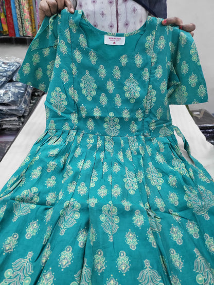 Chanderi silk feeding frocks seagrn 31457