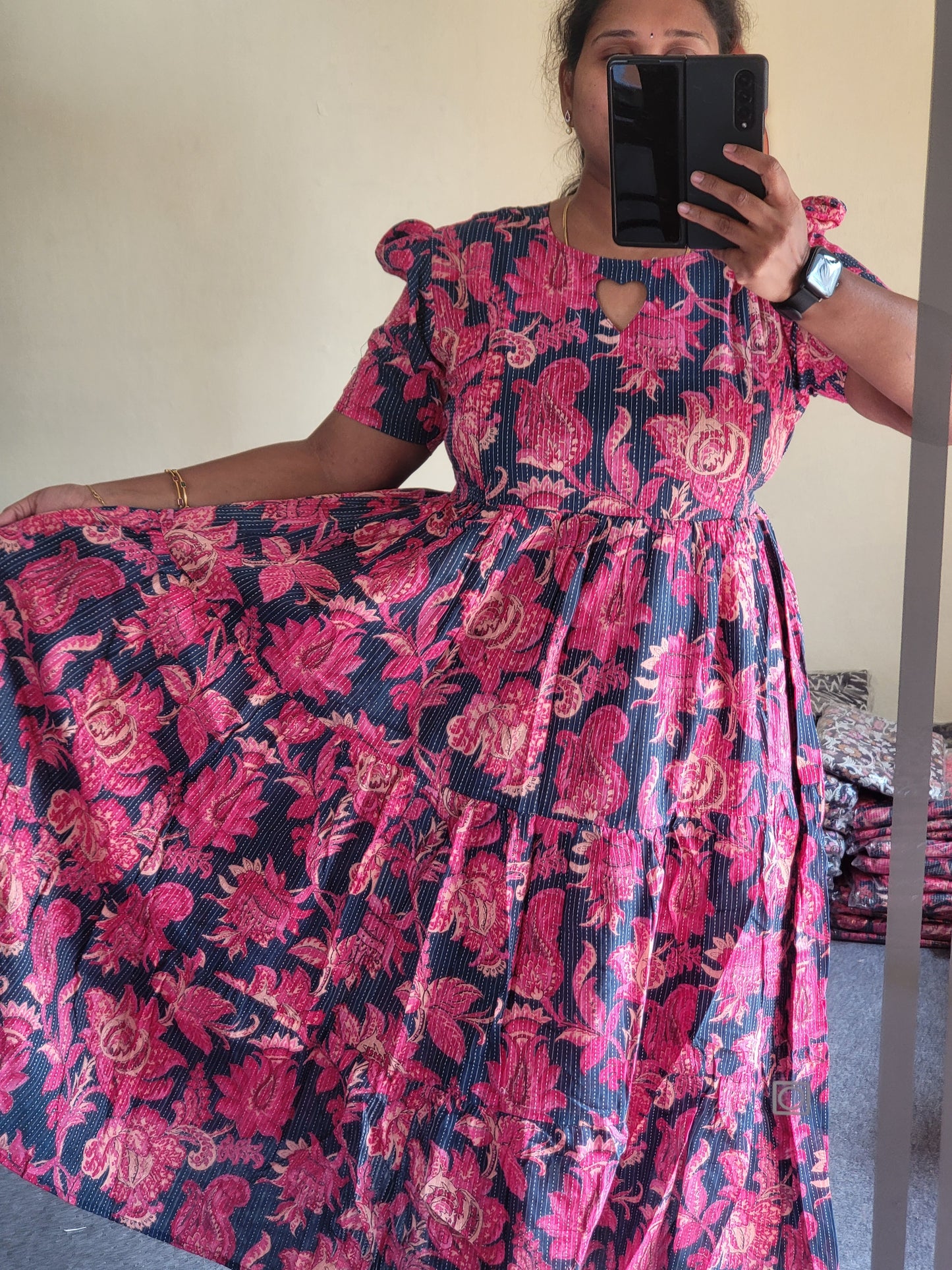 Kathawork feeding kurtis pink/ blu