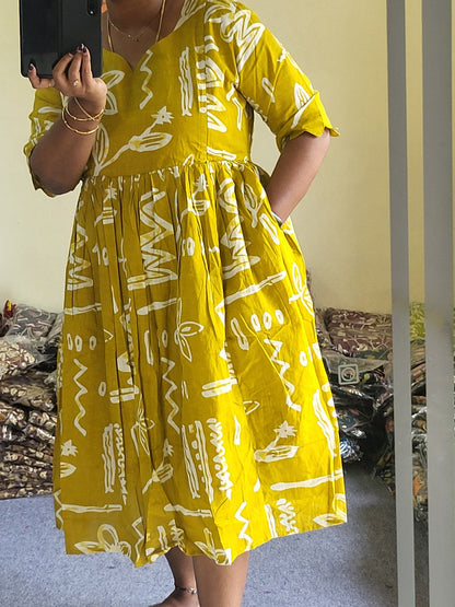 Plus size feeding kurtis mustard ylw