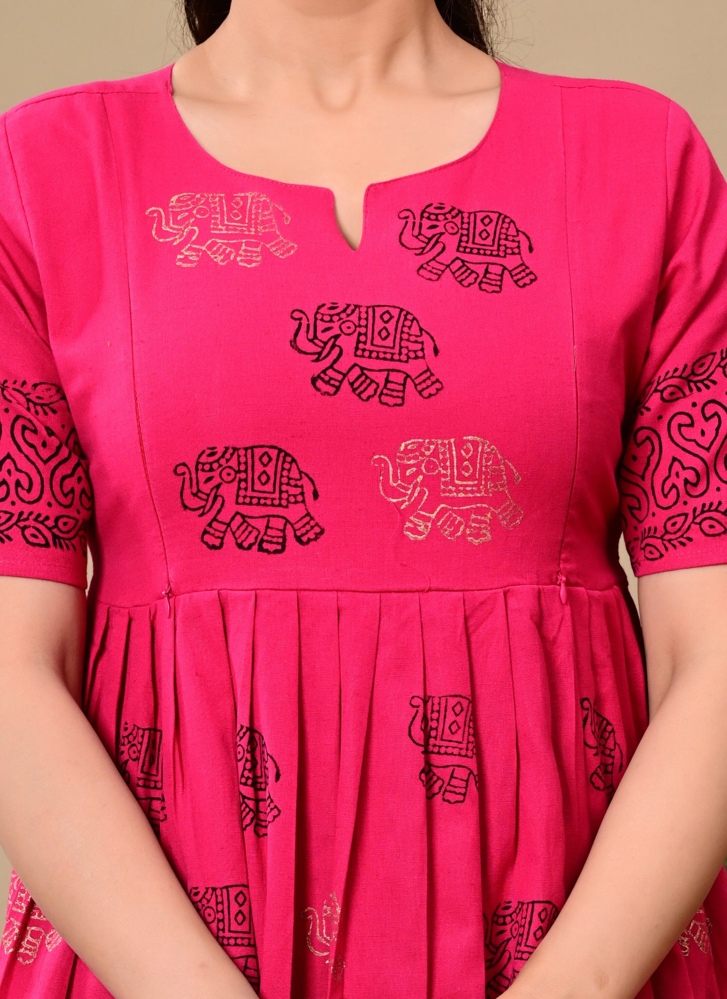 Handblock print feeding pink