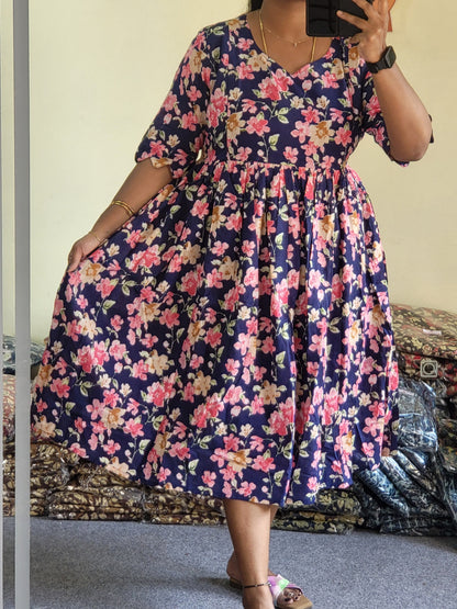Plus size feeding dresses pink/blu