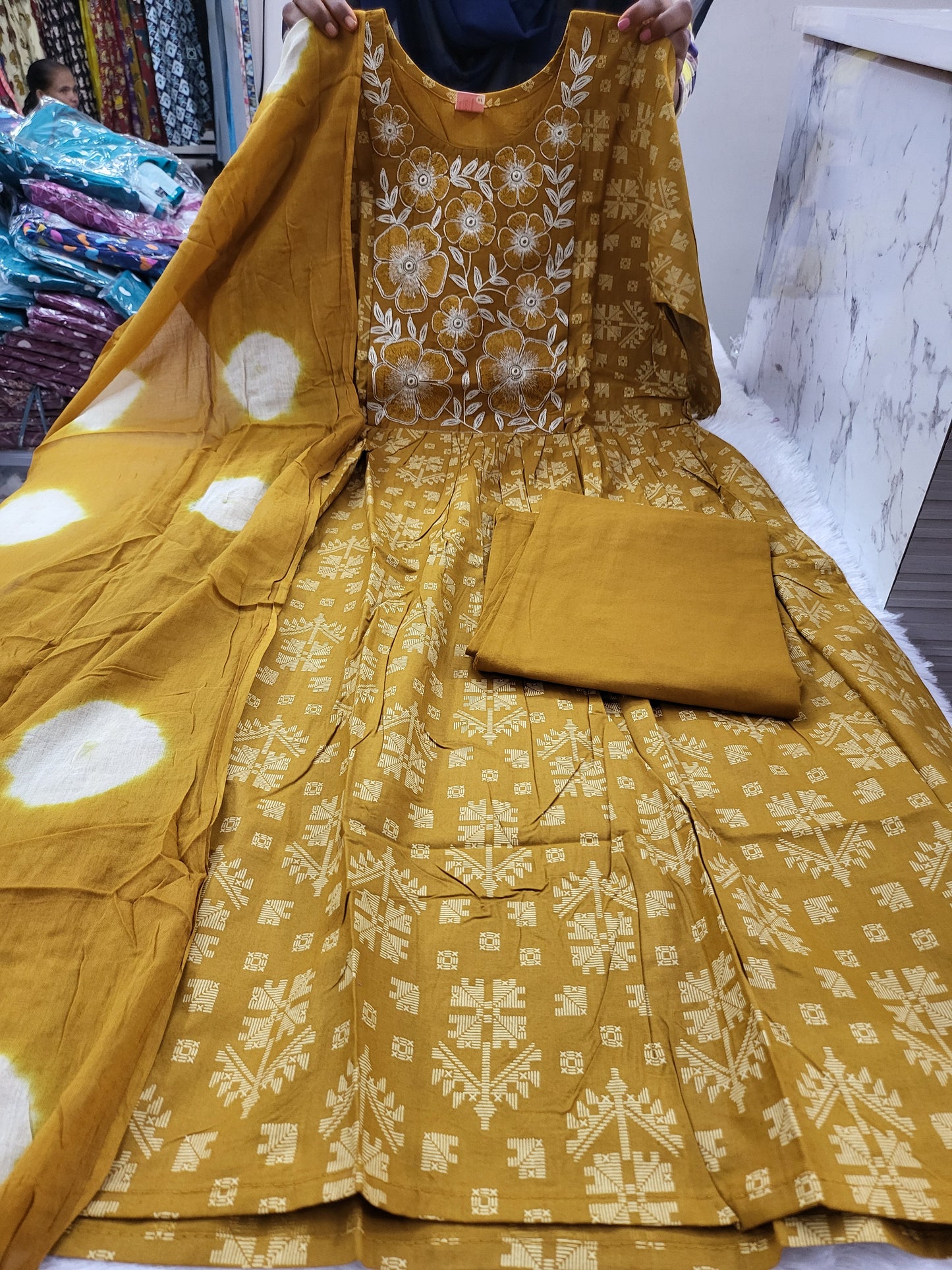 3pc set embroidery ylw6