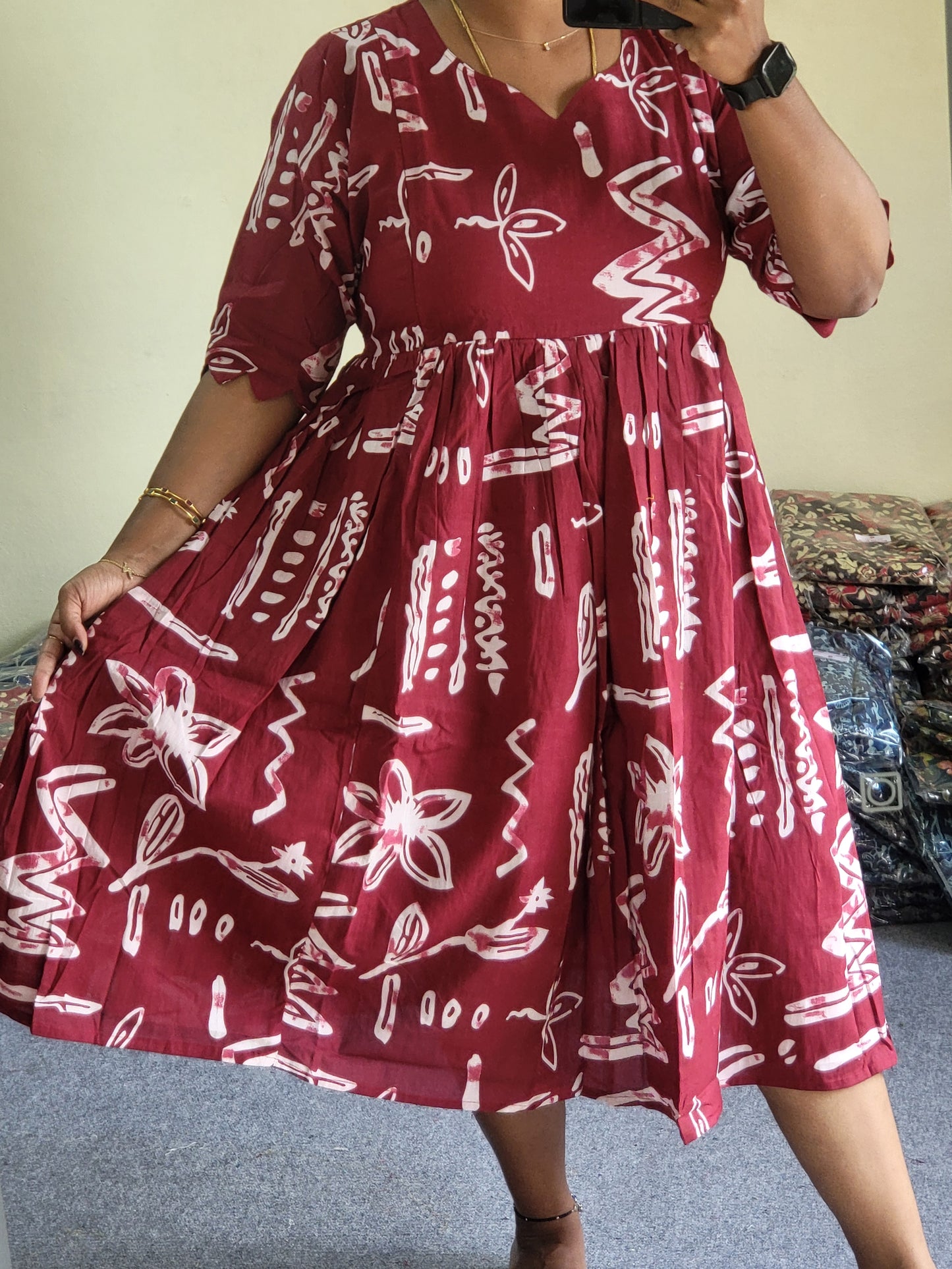 Plus size feeding kurtis meroon