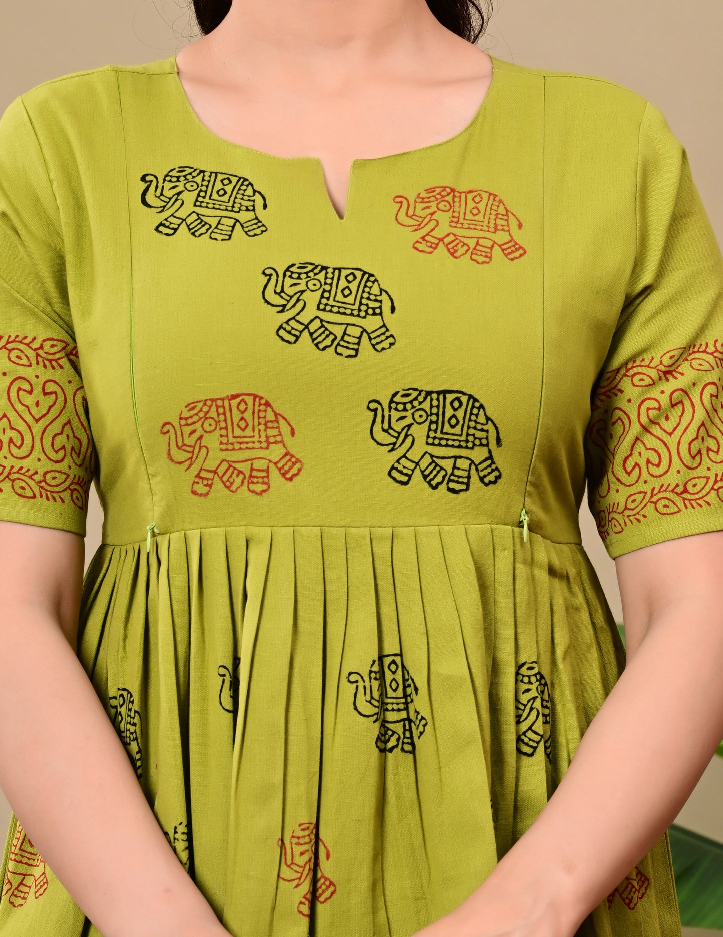 Handblock print green