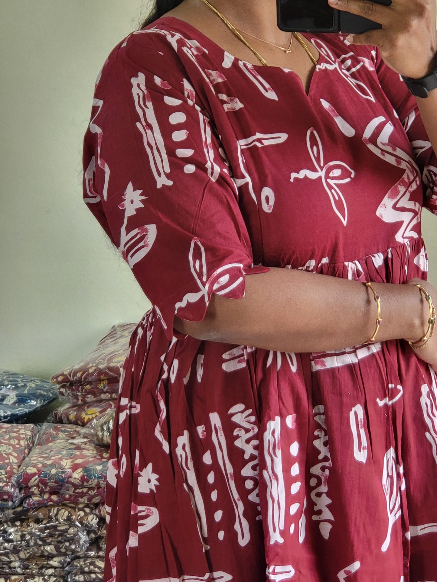 Plus size feeding kurtis meroon