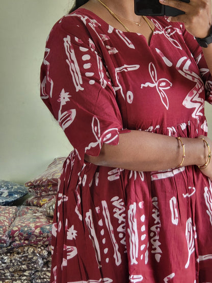 Plus size feeding kurtis meroon