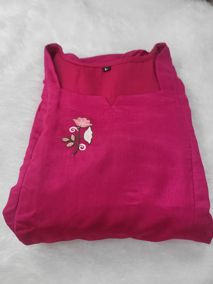 Chinnon silk With embroidery pink