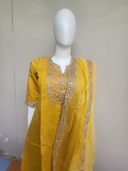 Festive party wear feeding 3pc sets yellow