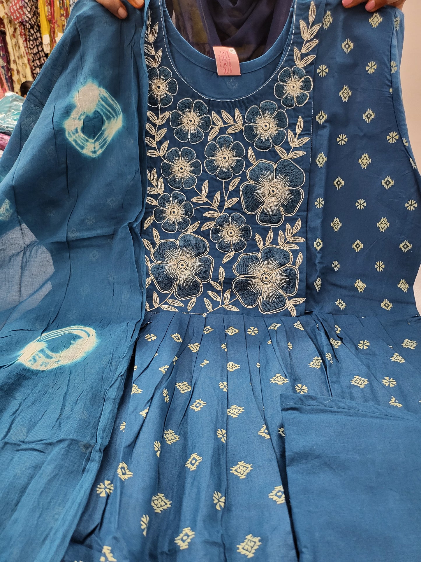 3pc set embroidery blu1