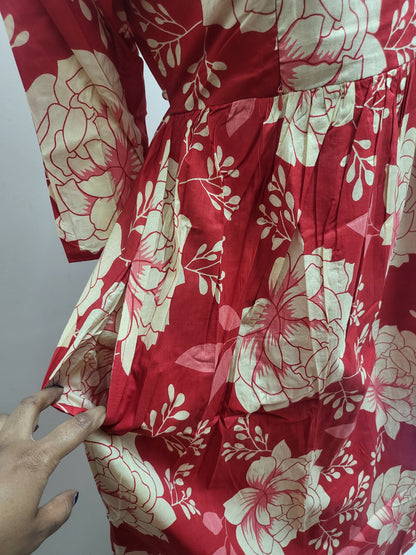 Feeding frock red floral