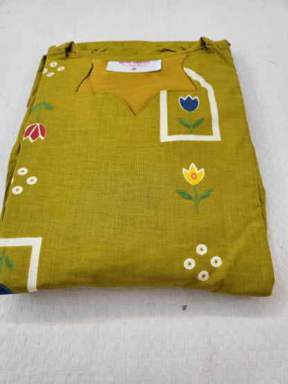 Feeding cutwork Anarkali ylw