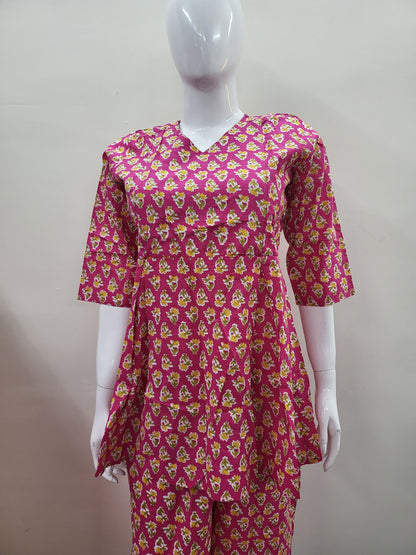 Feeding co-ord sets pink ylw